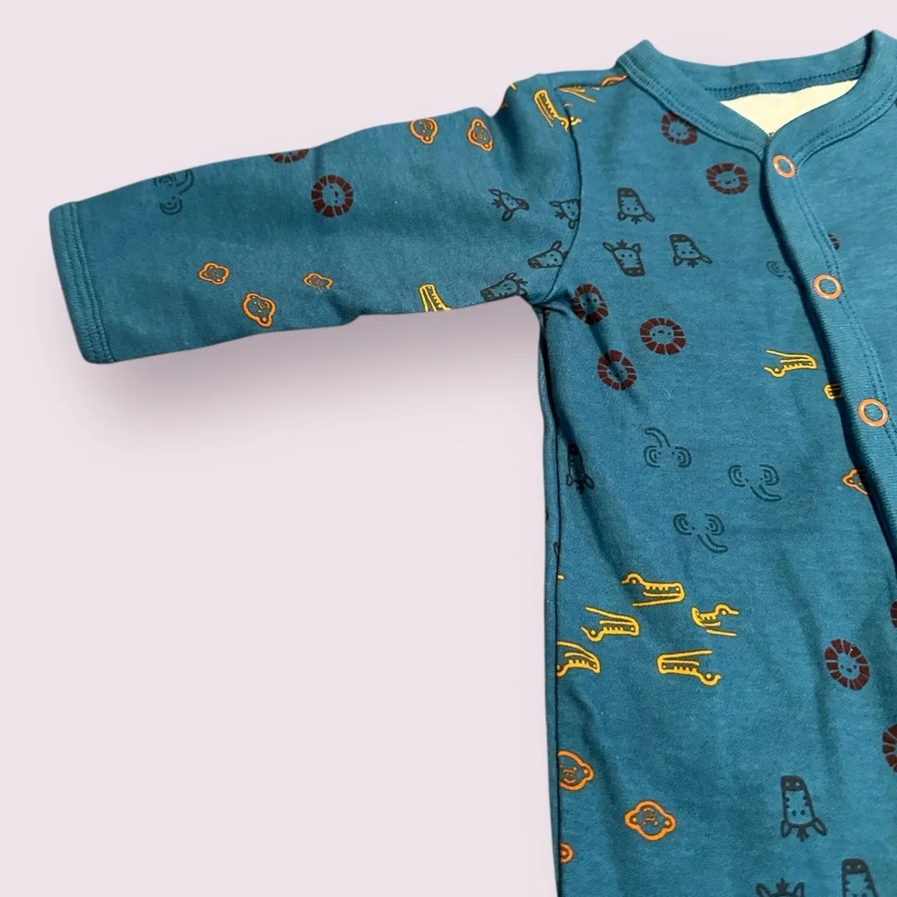 NWOT Baby Carter's Teal Animal Patterned One Piece Footies Size 3 Months
